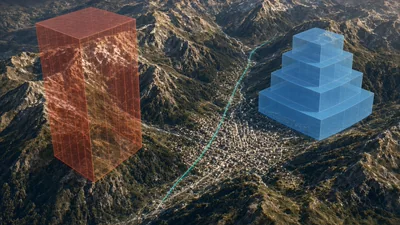 Airspace route analysis profile with vertical slice and terrain context