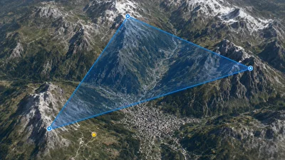 Route planner with FAI triangle and 3D terrain-following visualization