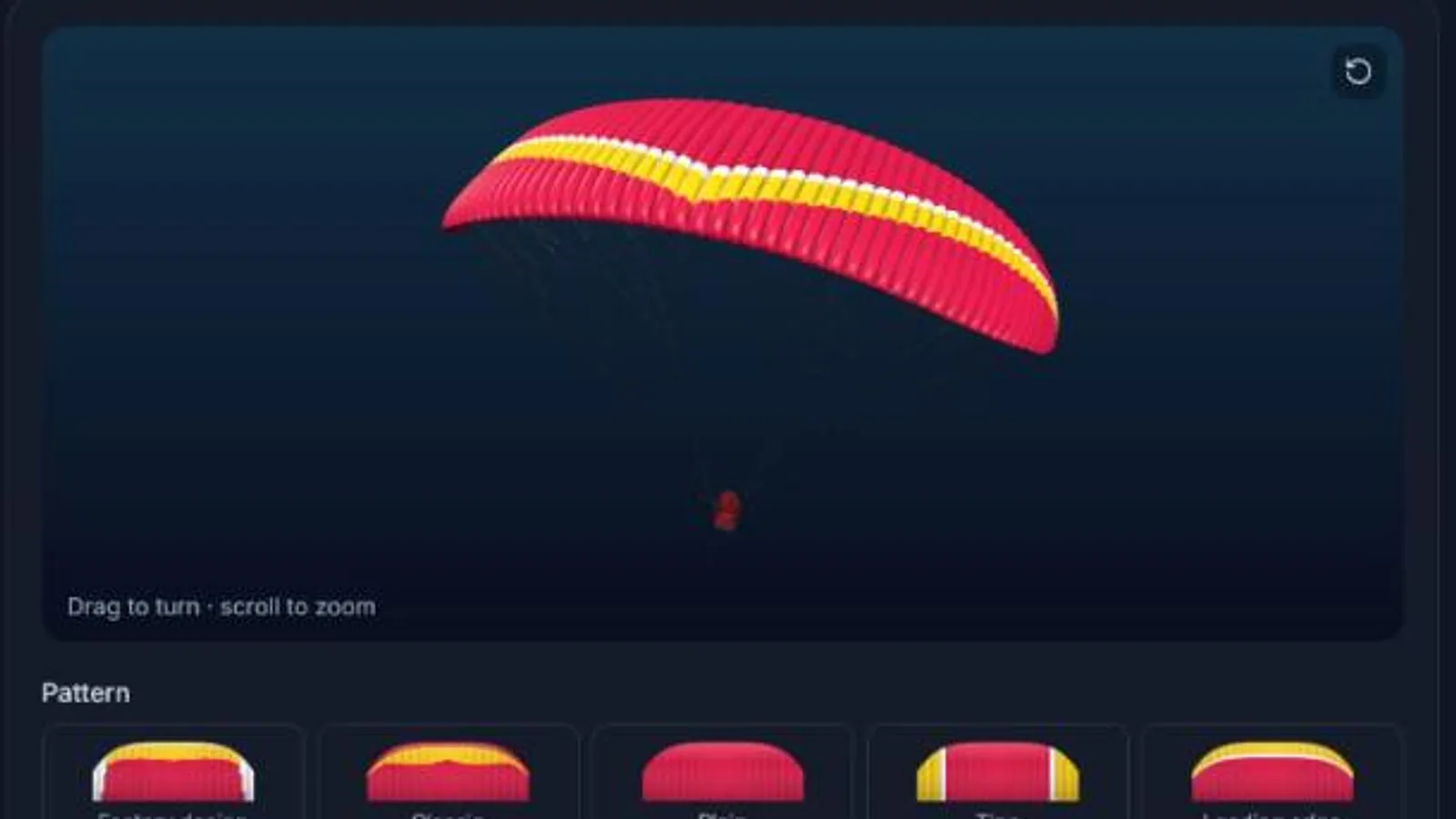 Custom glider colours, pattern and polar shown on a 3D wing
