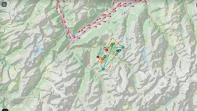 Valley breeze arrows flowing up the Alpine valleys in the afternoon