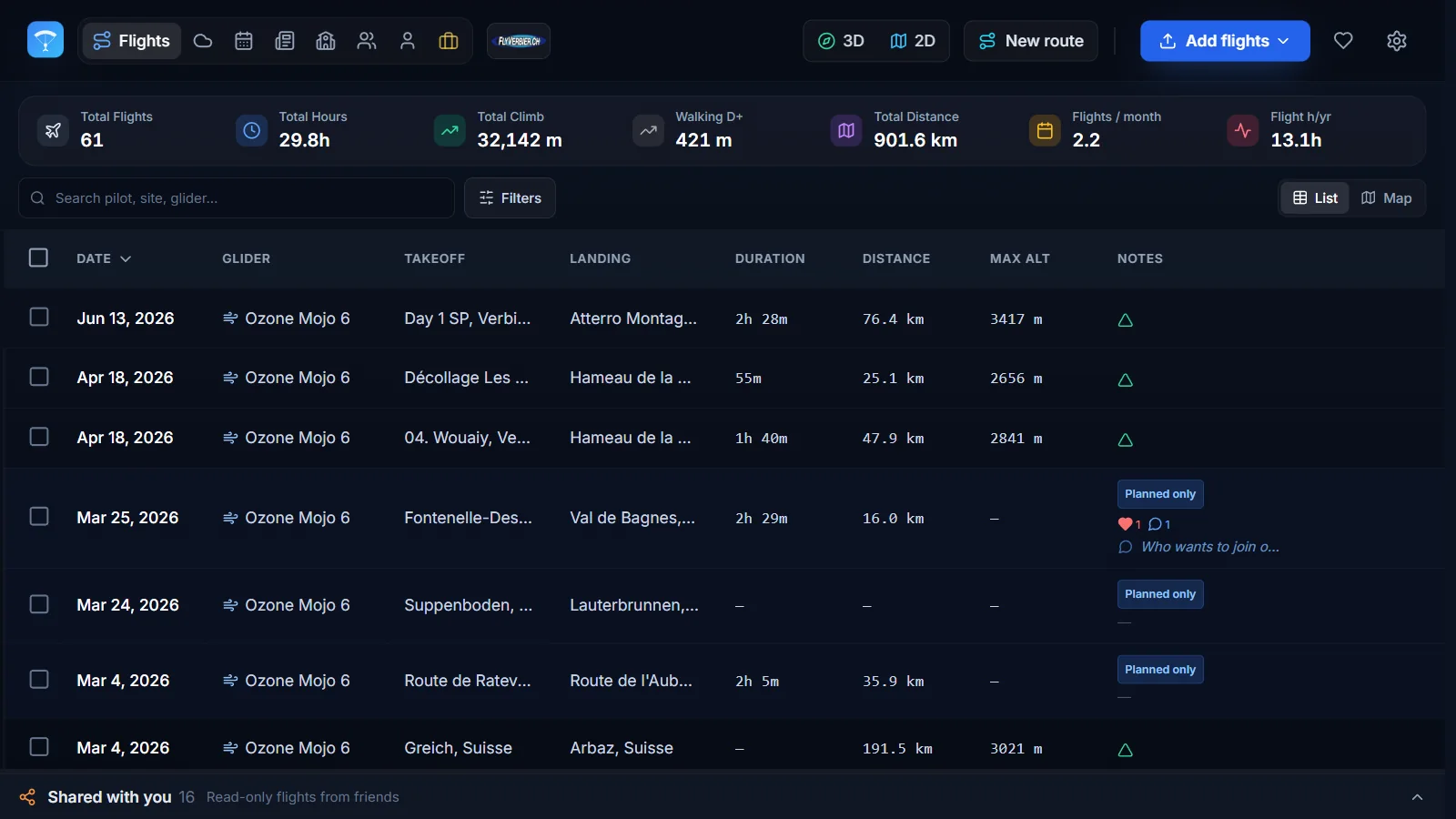 Find the flight in your logbook